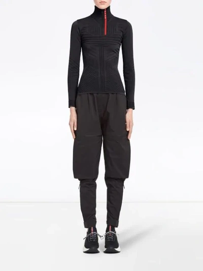 Shop Prada Linea Rossa Technical Jacquard Sweater In Black