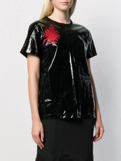Shop N°21 Coated Embroidered Flower T-shirt In Black