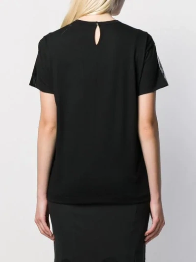 Shop N°21 Coated Embroidered Flower T-shirt In Black