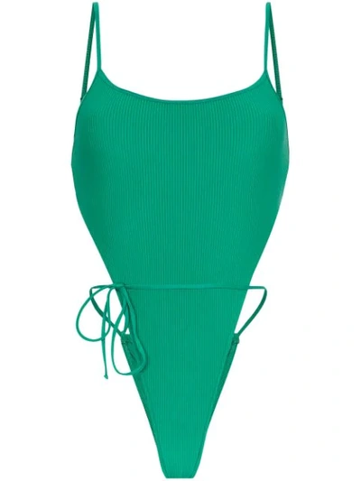 Shop Frankies Bikinis Croft High Leg Swimsuit In Green