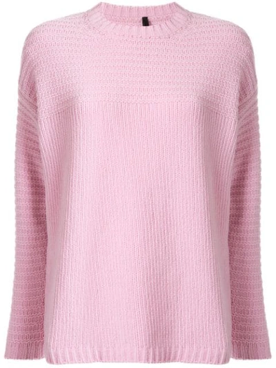 Shop Sara Lanzi Crew-neck Knit Sweater In Pink