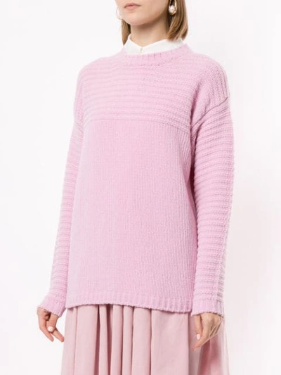 Shop Sara Lanzi Crew-neck Knit Sweater In Pink