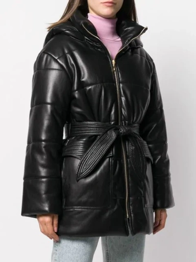 Shop Nanushka Lenox Vegan Leather Puffer Jacket In Black