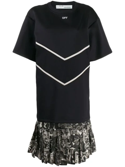 Shop Off-white Intarsia T-shirt Dress In Black