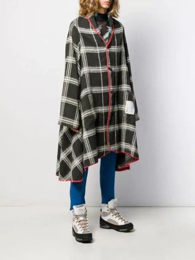 Shop Julien David Checked Blanket Coat In Green