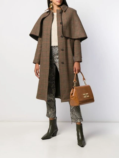 Shop Etro Herringbone Tweed Cape Coat In 800 Brown