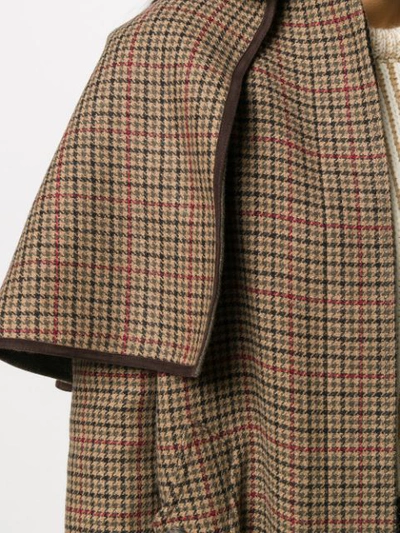 Shop Etro Herringbone Tweed Cape Coat In 800 Brown
