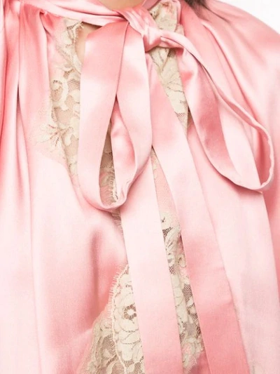 Shop Dolce & Gabbana Lace Detail Tie Neck Jacket In Pink
