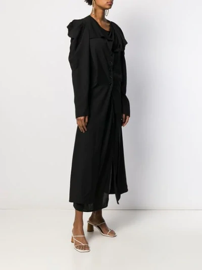 Shop Lemaire Front Buttoned Midi Dress In Black
