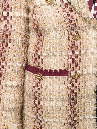 Shop Edward Achour Paris Bouclé Embroidered Tweed Blazer In T205 Bordeaux