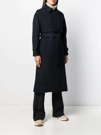 Shop Les Coyotes De Paris Celeste Belted Trench Coat In Blue