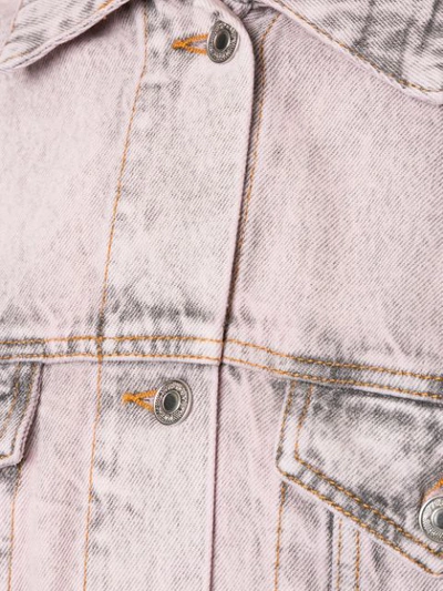 Shop Msgm Acid Wash Denim Jacket In Pink