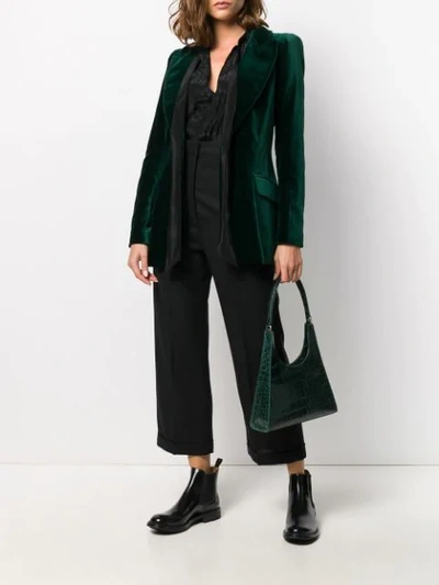 Shop Temperley London Clove Velvet Single-breasted Blazer In Green