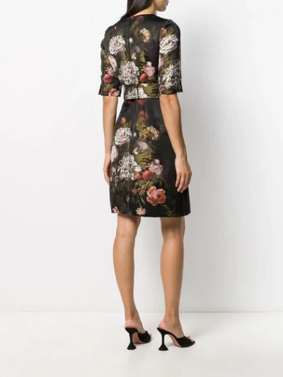 Shop Dolce & Gabbana Floral Embellished Short Dress In Black