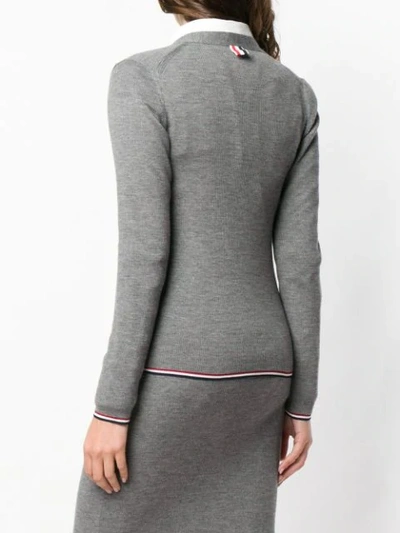 Shop Thom Browne Cardigan Mit V-ausschnitt - Grau In Grey
