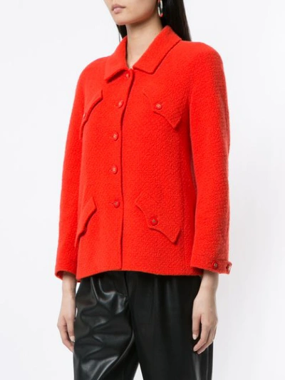 Pre-owned Chanel Four-pocket Buttoned Jacket In Red