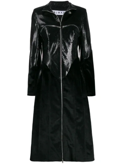 Shop Almaz Zipped Chest Pockets Coat In Black