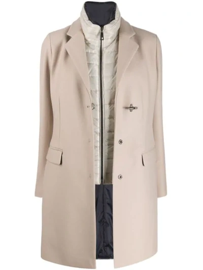 Shop Fay Double Toggle Single Breasted Coat In Neutrals