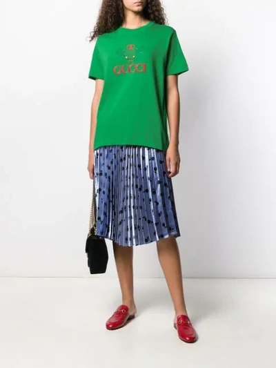 Shop Gucci Tennis Logo T-shirt In Green