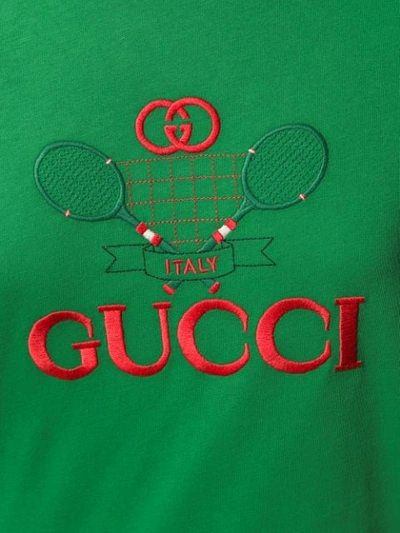 Shop Gucci Tennis Logo T-shirt In Green