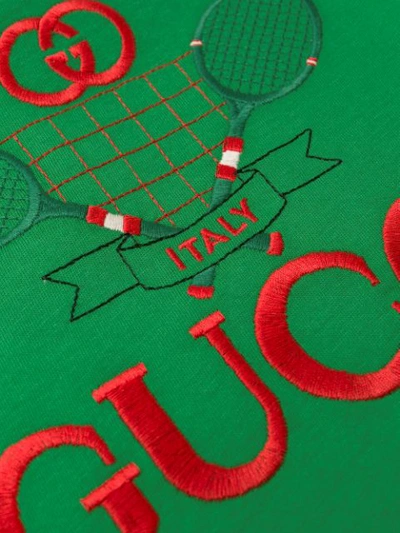 Shop Gucci Tennis Logo T-shirt In Green