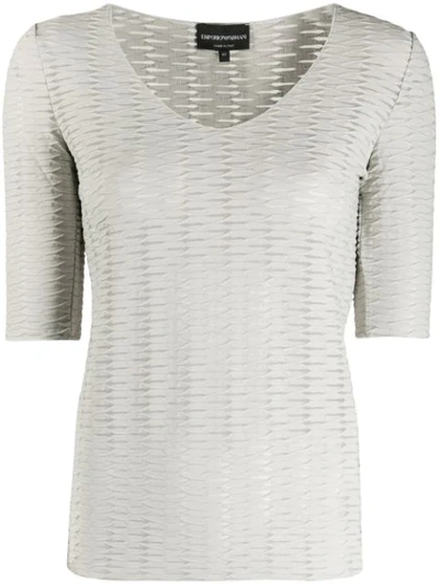 Shop Emporio Armani Jacquard Effect T-shirt In Grey