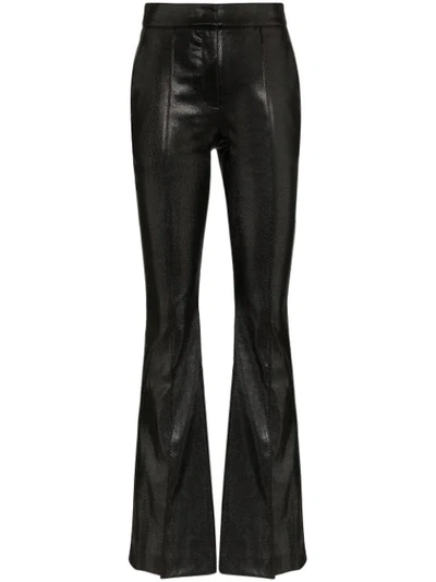 Shop We11 Done Python-embossed Faux Leather Flared Trousers In Black