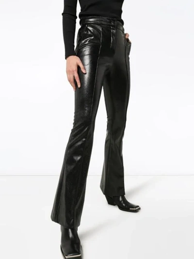 Shop We11 Done Python-embossed Faux Leather Flared Trousers In Black