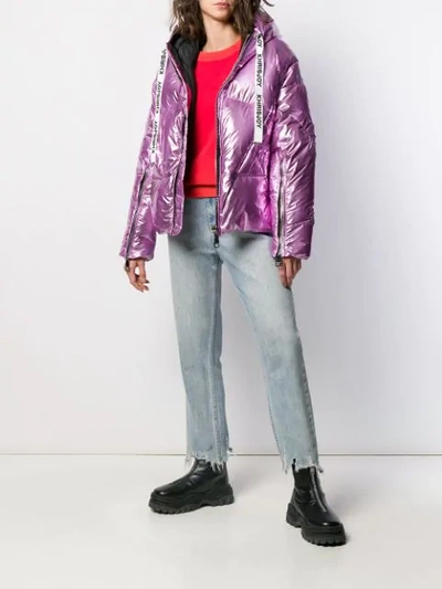 Shop Khrisjoy Metallic Puffer Jacket In Pink