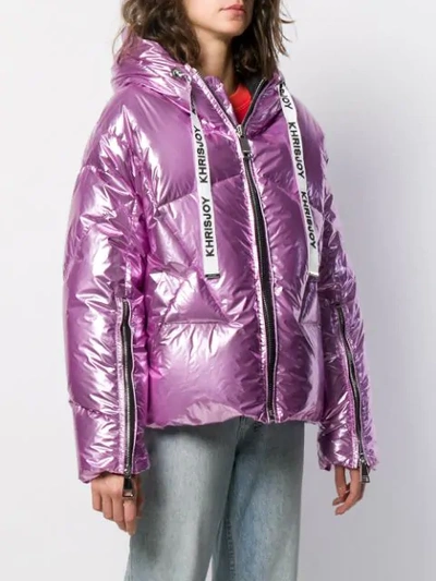 Shop Khrisjoy Metallic Puffer Jacket In Pink