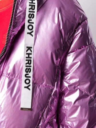 Shop Khrisjoy Metallic Puffer Jacket In Pink