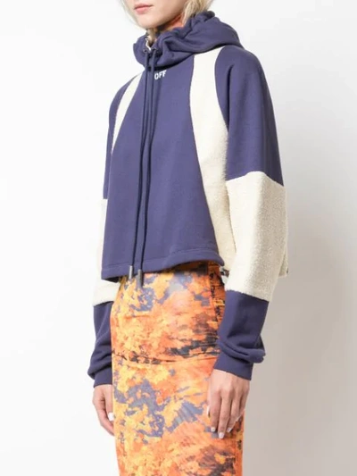 Shop Off-white Contrast Textured Hoodie In Blue
