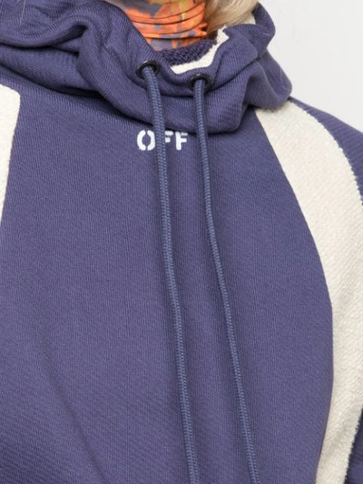 Shop Off-white Contrast Textured Hoodie In Blue