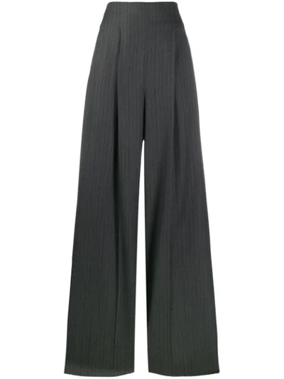 Shop Ferragamo Striped Wide-leg Trousers In Grey