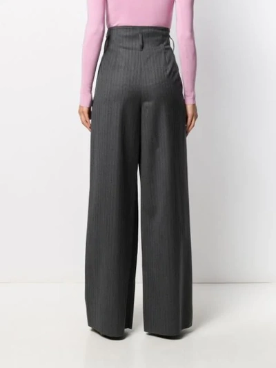 Shop Ferragamo Striped Wide-leg Trousers In Grey
