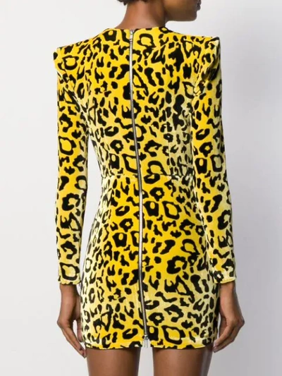 Shop Alex Perry Velvet Leopard Print Dress In Yellow