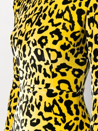 Shop Alex Perry Velvet Leopard Print Dress In Yellow