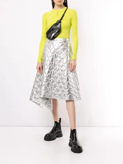 Shop Juunj Diamond Panelled Asymmetric Skirt In Silver