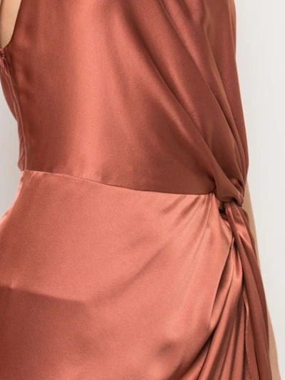Shop Michelle Mason Twist-knot Midi Dress In Brown