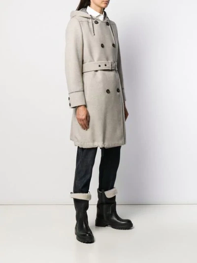 Shop Brunello Cucinelli Double-breasted Belted Coat In Neutrals