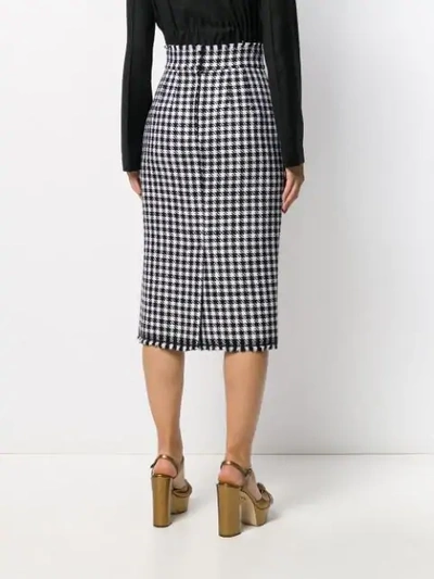 Shop Dolce & Gabbana Houndstooth Fitted Midi Skirt In S0984 Black White
