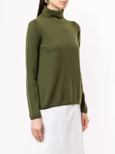 Shop Aspesi Fine Knit Turtleneck Sweater In Green