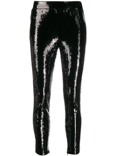 Shop Michael Michael Kors Cropped Sequinned Leggings In Black