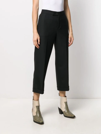 Shop Twinset High Waisted Cropped Trousers In 00006 Nero