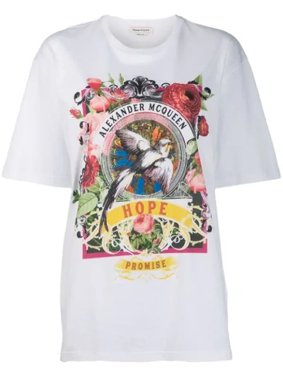 Shop Alexander Mcqueen Oversized Floral Print T-shirt - Weiss In White