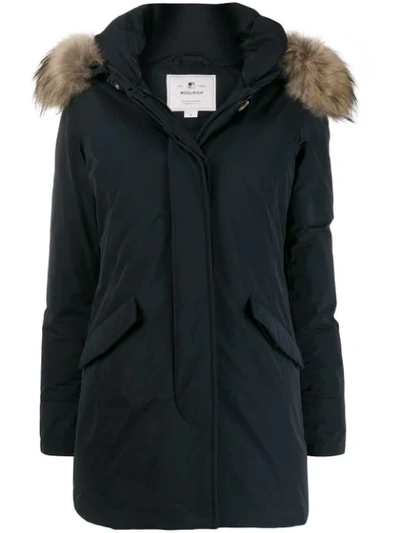 Shop Woolrich Hooded Padded Parka In Blue