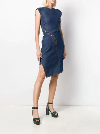 Pre-owned Dior 2000s  Asymmetric Denim Dress In Blue