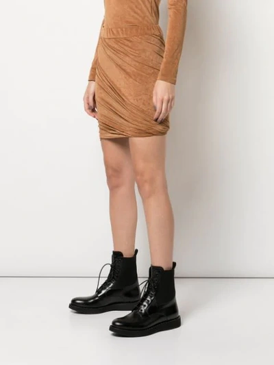 Shop John Elliott Twisted Velvet Mini Skirt In Brown