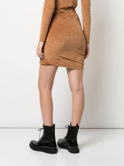 Shop John Elliott Twisted Velvet Mini Skirt In Brown