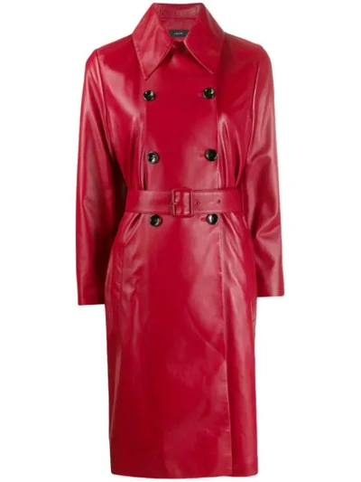 Shop Joseph Double-breasted Peacoat In Red